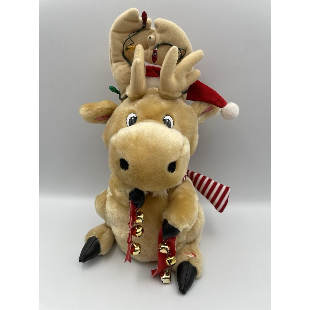 11” Gemmy Animated Dancing Holiday Christmas Reindeer Lights Bells Jump Jingle